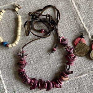 Bohemian style necklace, earrings, bracelet